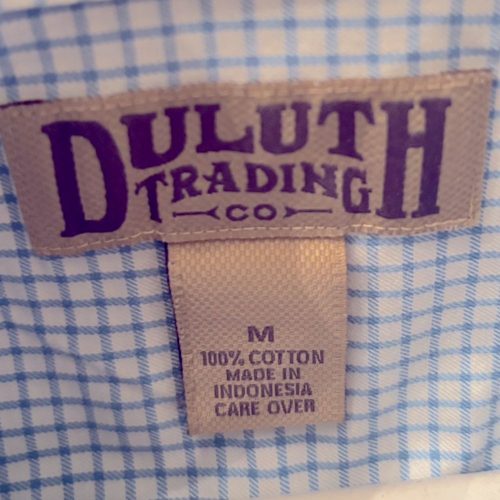 Duluth Trading Co. Blue Gingham Button Down Shirt. Men’s Sz-M Short Sleeve - Picture 8 of 11